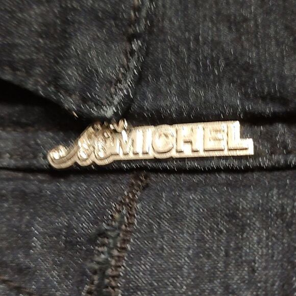 M. Michel  black cropped jean denim jacket  Sz M - Picture 3 of 6